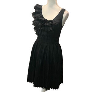 Burlapp Black Frilled Sleeveless Cocktail Dress